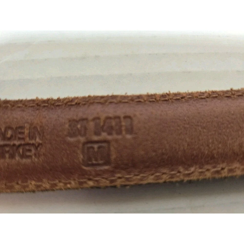 Fossil Leather Womens Girls Leather Belt Tarnished Brass Buckle, Size M